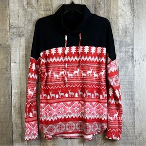 Medium Unbranded Medium Holiday Print Turtleneck with Drawstring Long Sl…